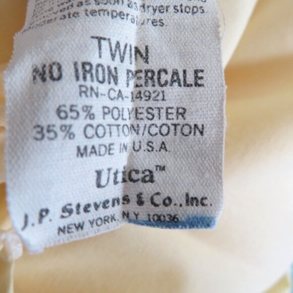 Vintage JP Stevens Twin Sheet Set 3pc Yellow Percale No Iron USA Made - Picture 7 of 7